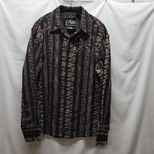 Fender Rock & Roll Religion Mens Button Up L Black Gold Long Sleeve Western